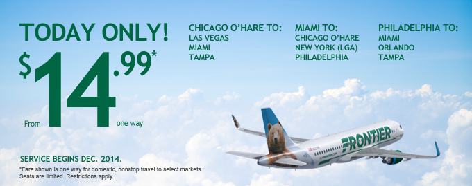 Deal Alert 15 Fares on Frontier Chicago Miami Philly The