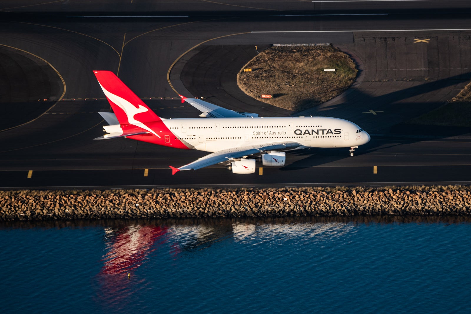 Qantas plane on runway