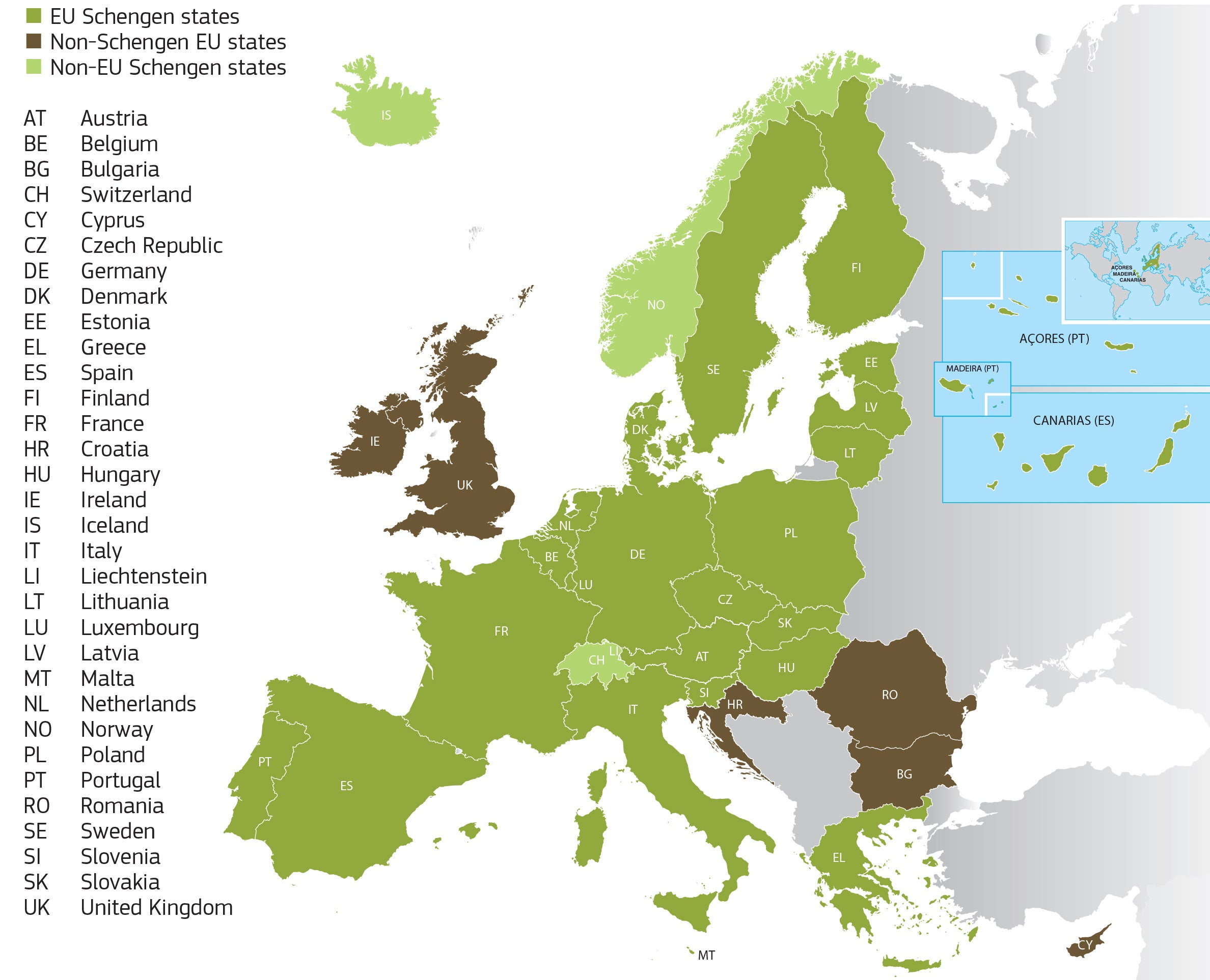 What Is The Schengen Area And What European Countries Are Included   Schengen Map 1 