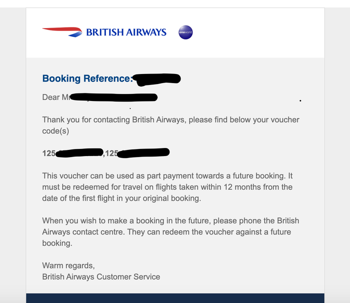 british airways travel voucher