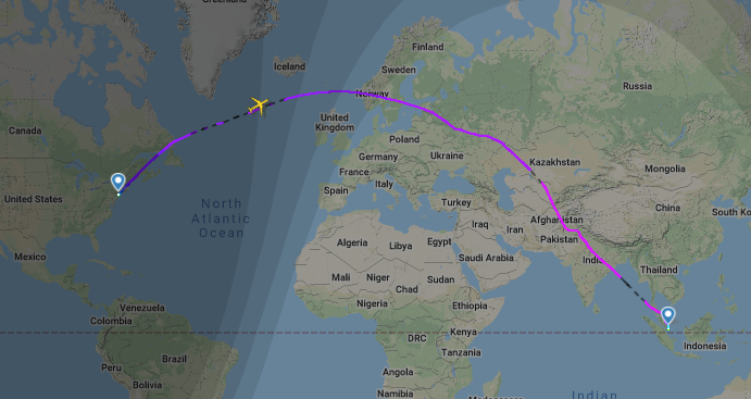 flight distance new york to singapore