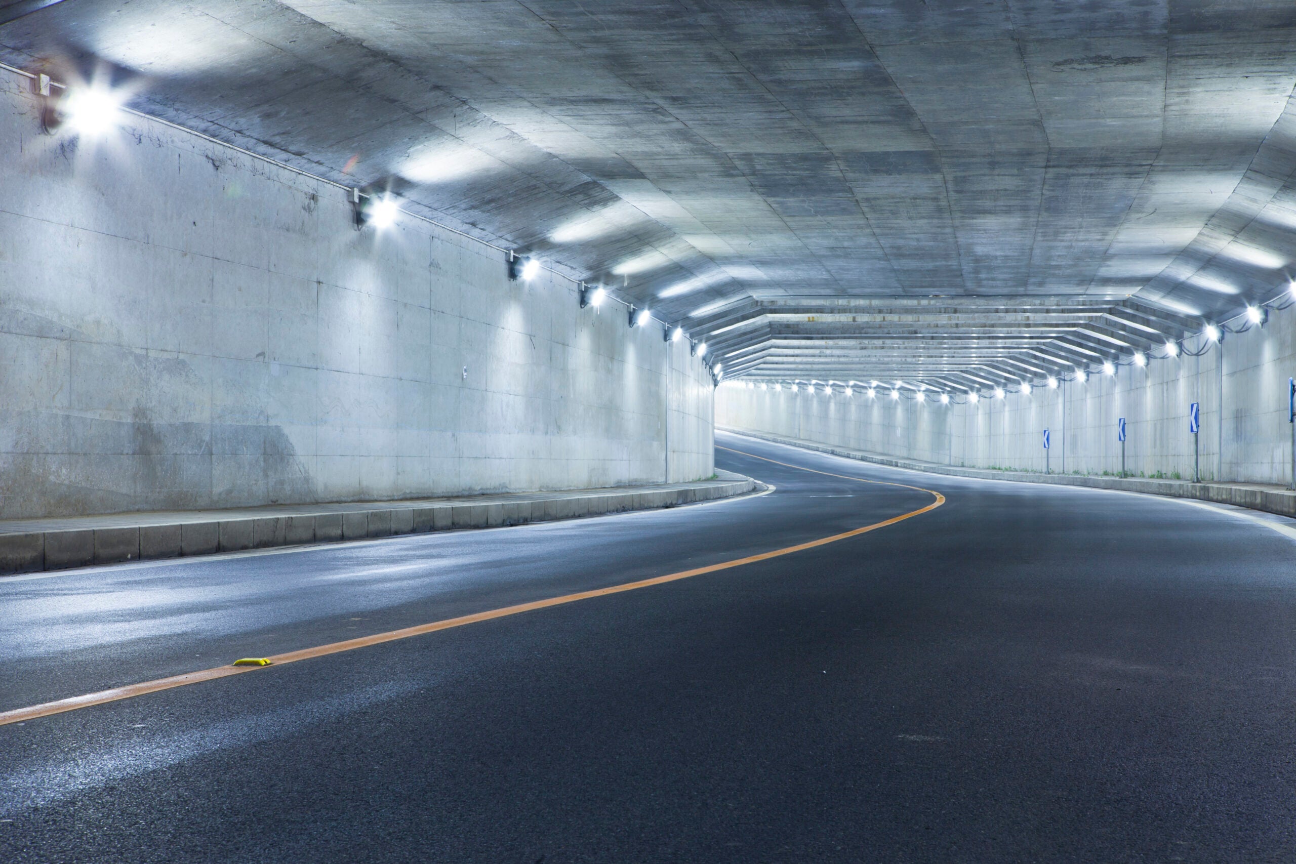 Modern highway tunnel underpass