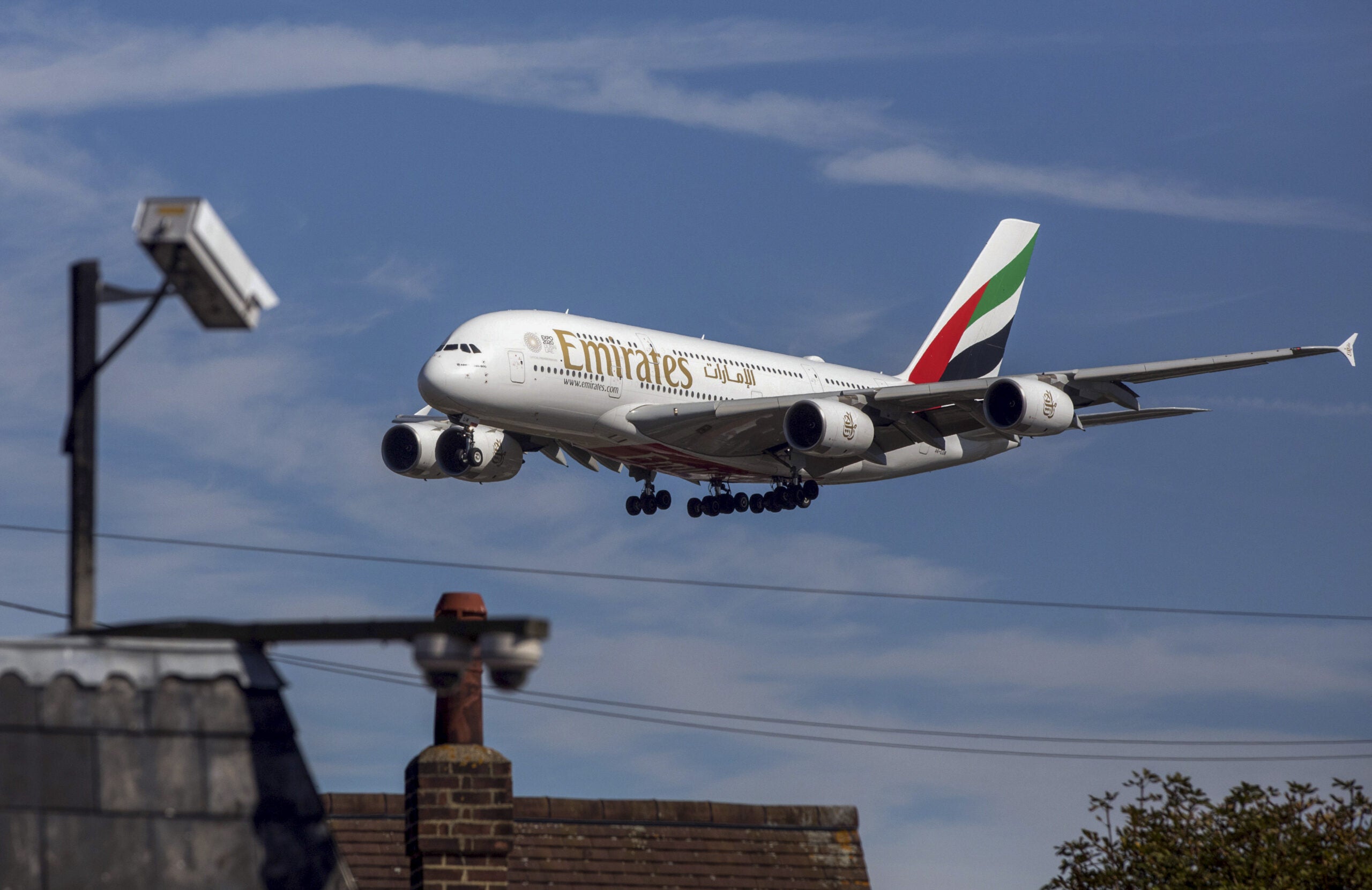 Emirates plane lands