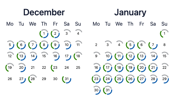 screenshot of calendar