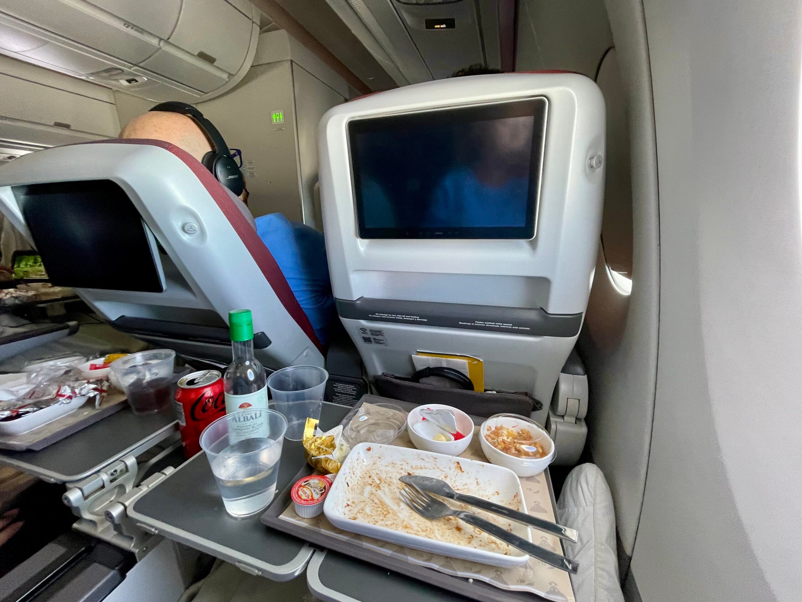 empty food trays at seat