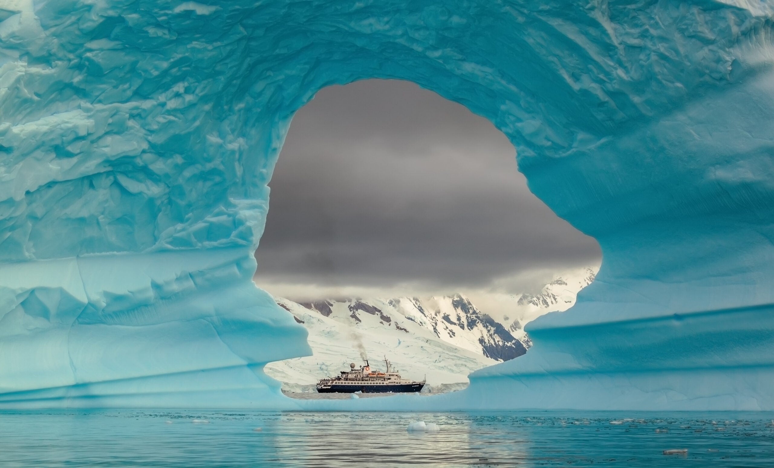 cruise ship and ice berg