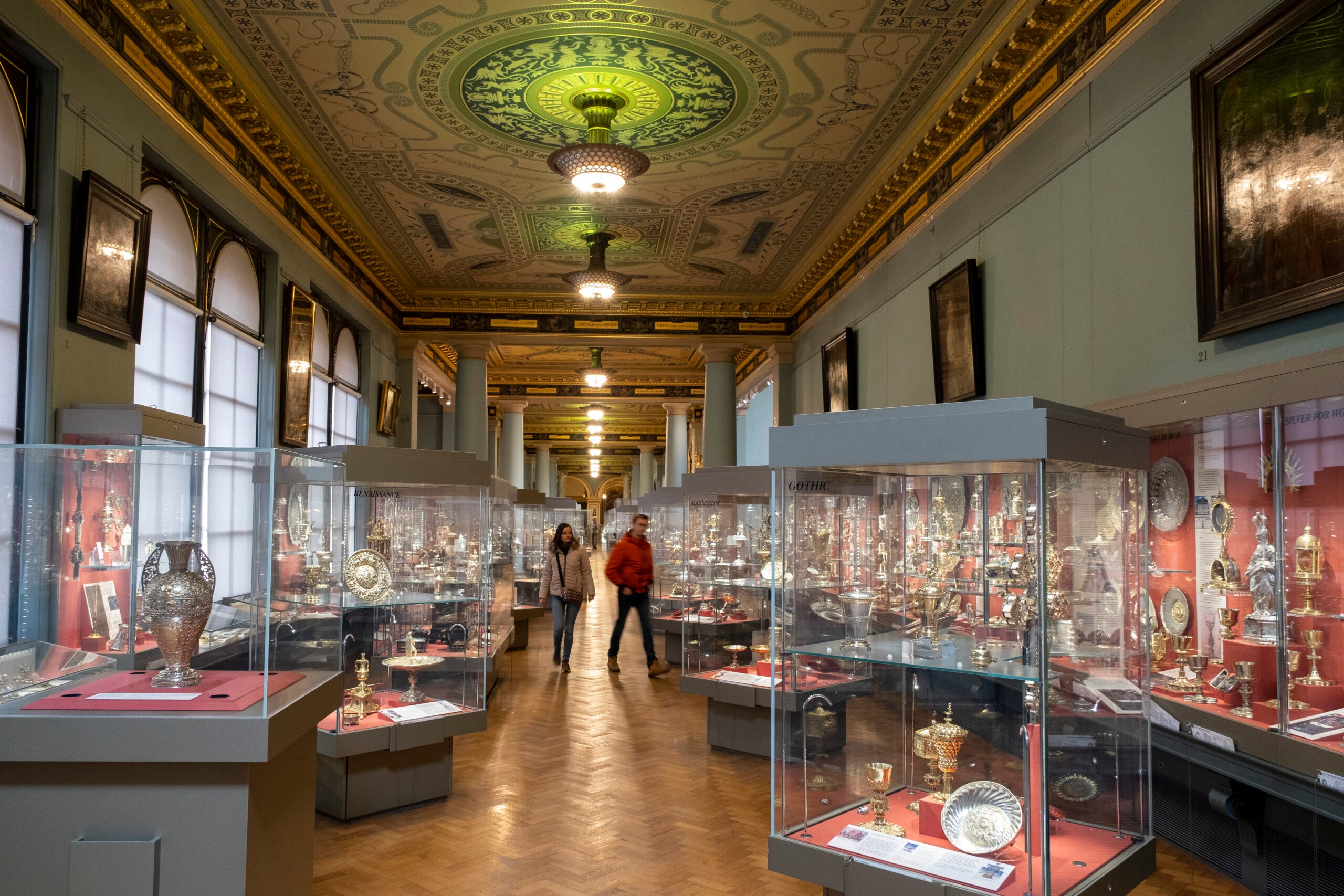 Inside the silver gallery at the V&A