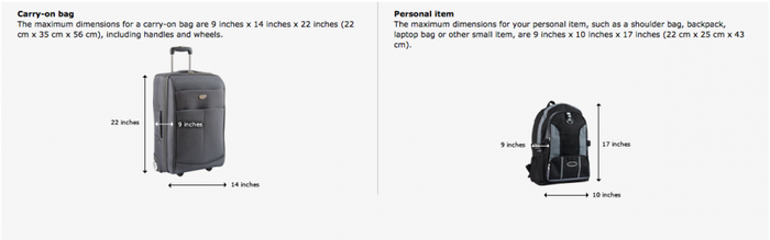 what is the size of carry on luggage for united airlines