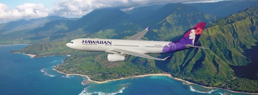 IMG Hawaiian Airlines plane over Hawaii banner