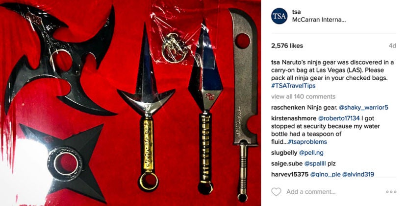 Naruto ninja knife set confiscated at Boston Logan Airport, TSA says 