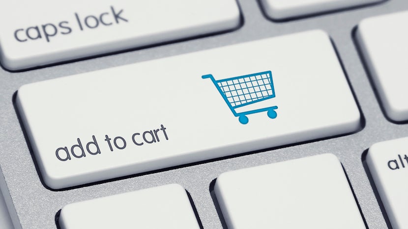 Add to Cart Keyboard Button with Blue Shopping Cart