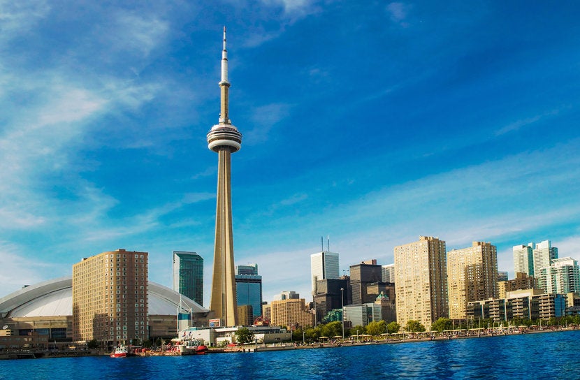 General view of the beautiful Toronto skyline featuring many