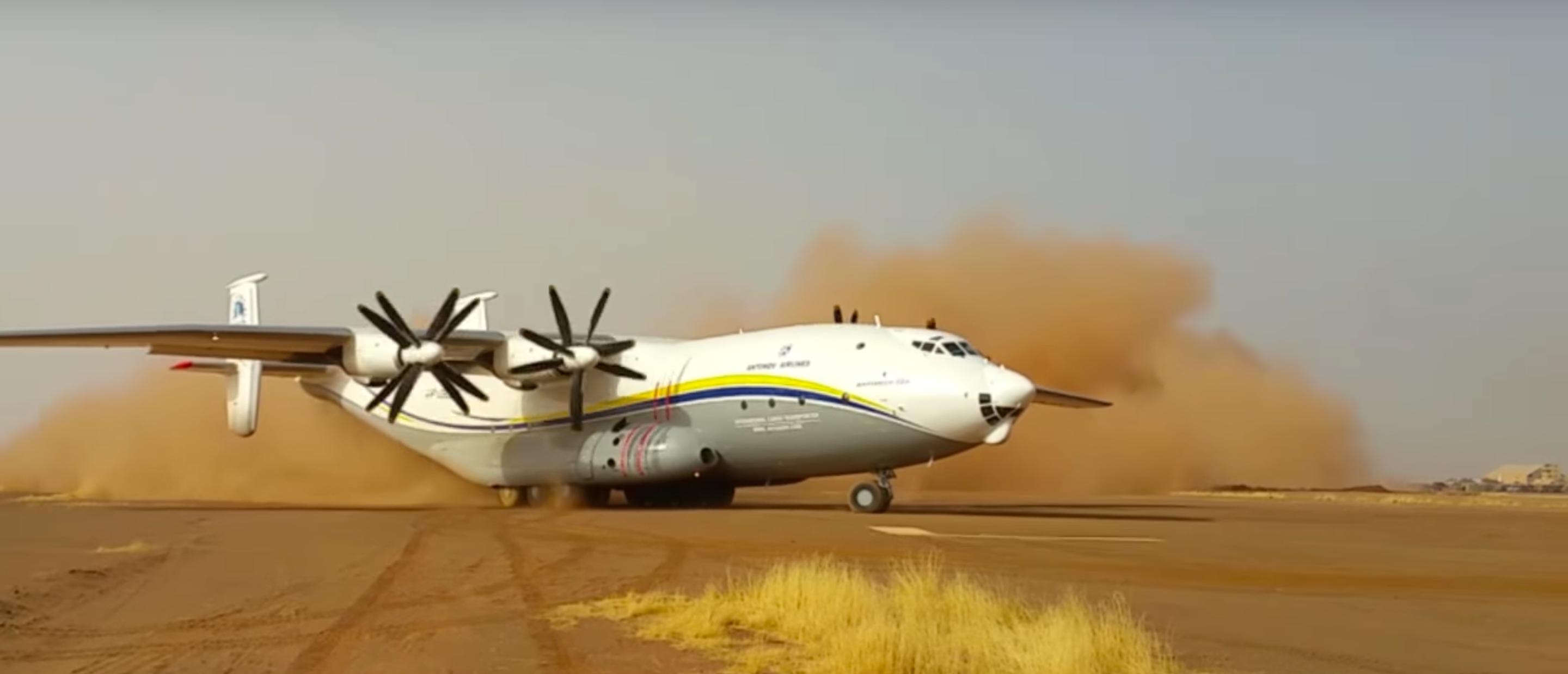 Watch the World's Largest Propeller Plane Create a Sandstorm