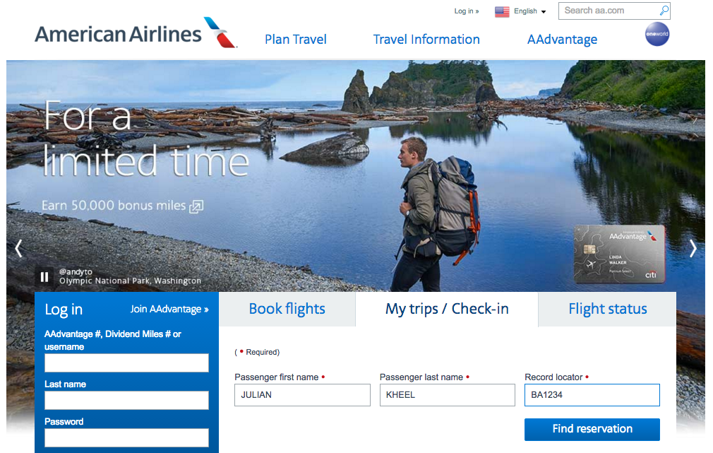 Tip Use Your Avios Record Locator on American's site