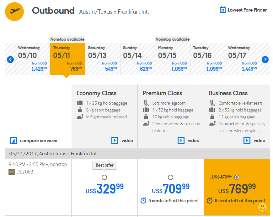 condor baggage price