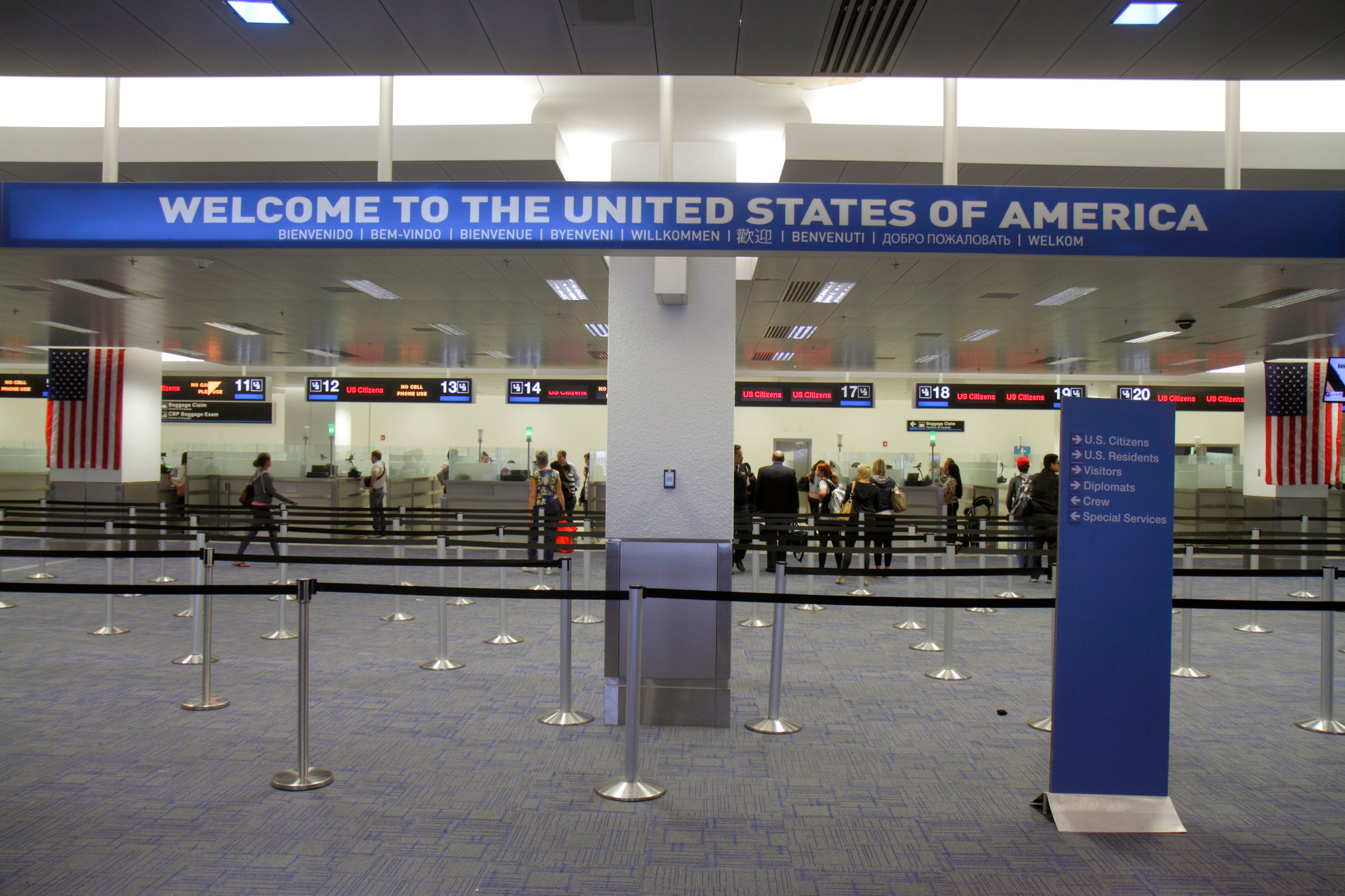 Miami International Airport, Passport Control bilingual arriving passengers customs