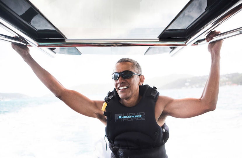 Former President Barack Obama Goes Kitesurfing In The Caribbean