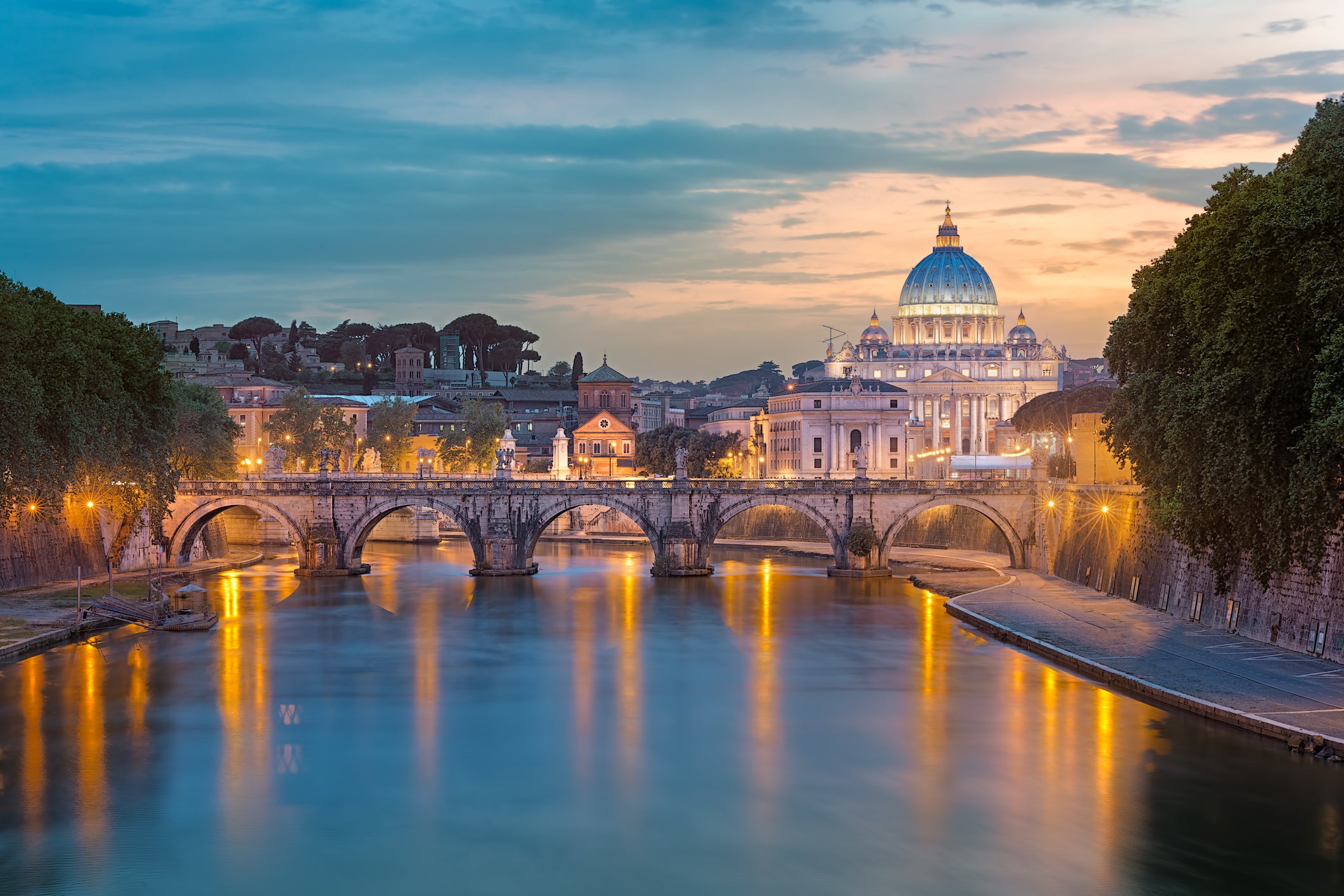 Italy, Rome, St. Peters Basilica at sunset