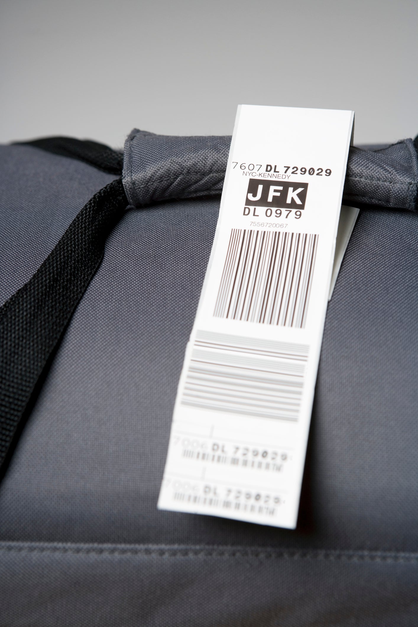 A luggage tag on a bag