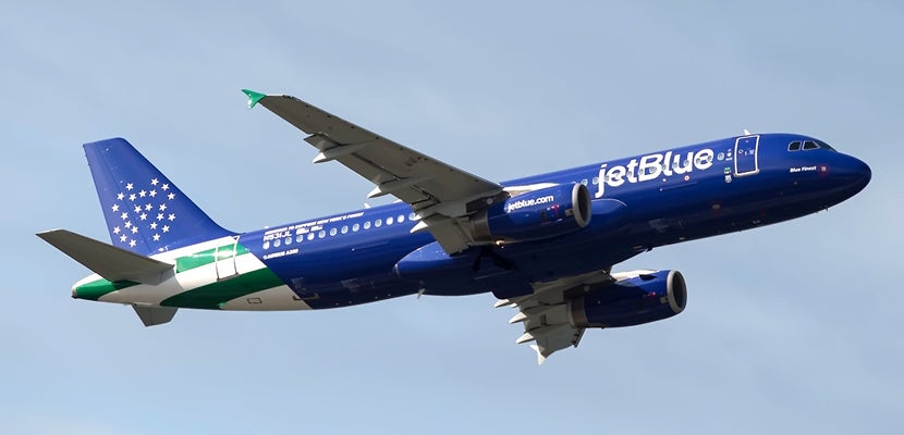 JetBlue paints an Airbus A320 for the NFL's New York Jets