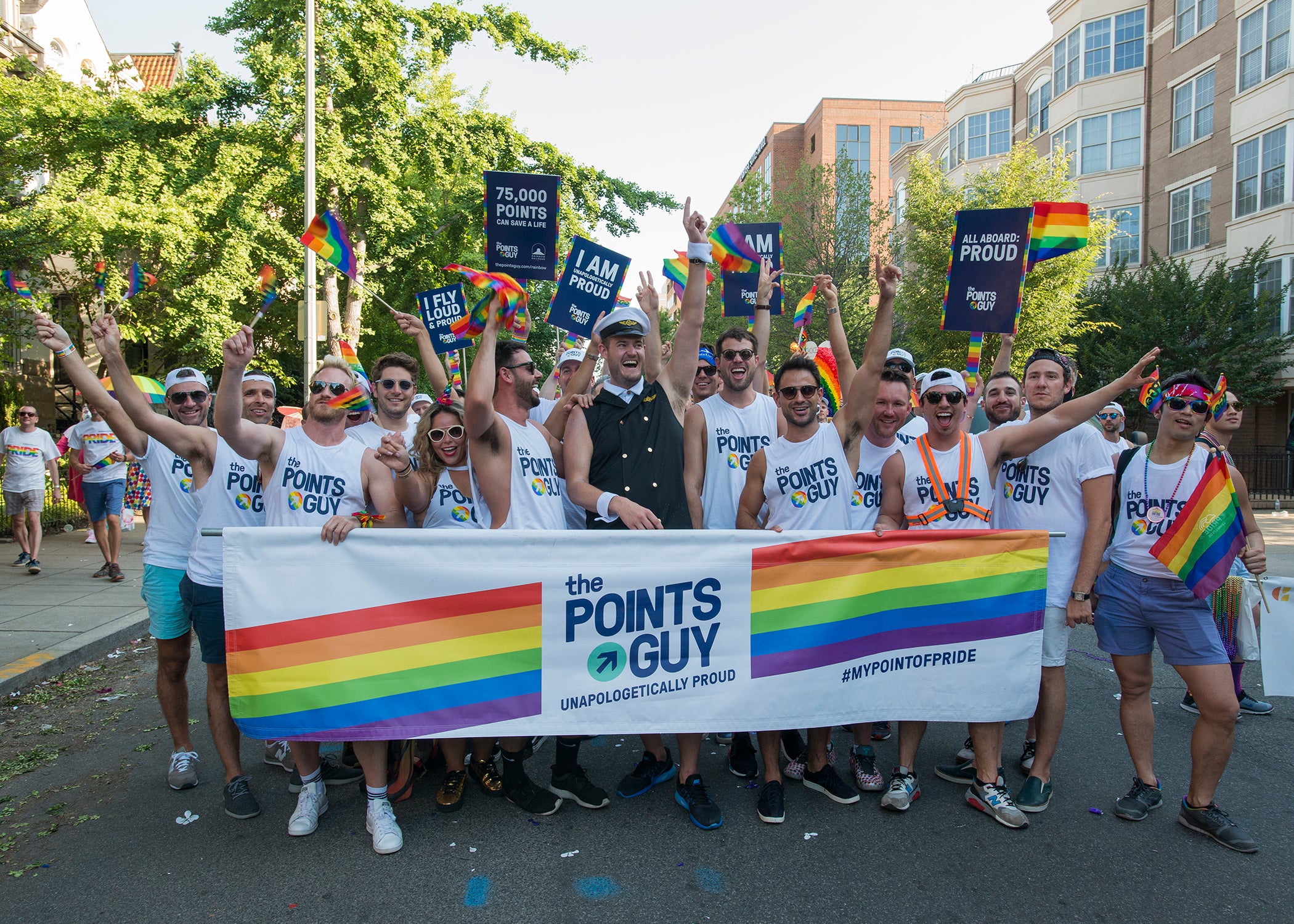 Photo of TPG's Brian Kelly and friends marching in D.C.'s pride parade in 2017.
