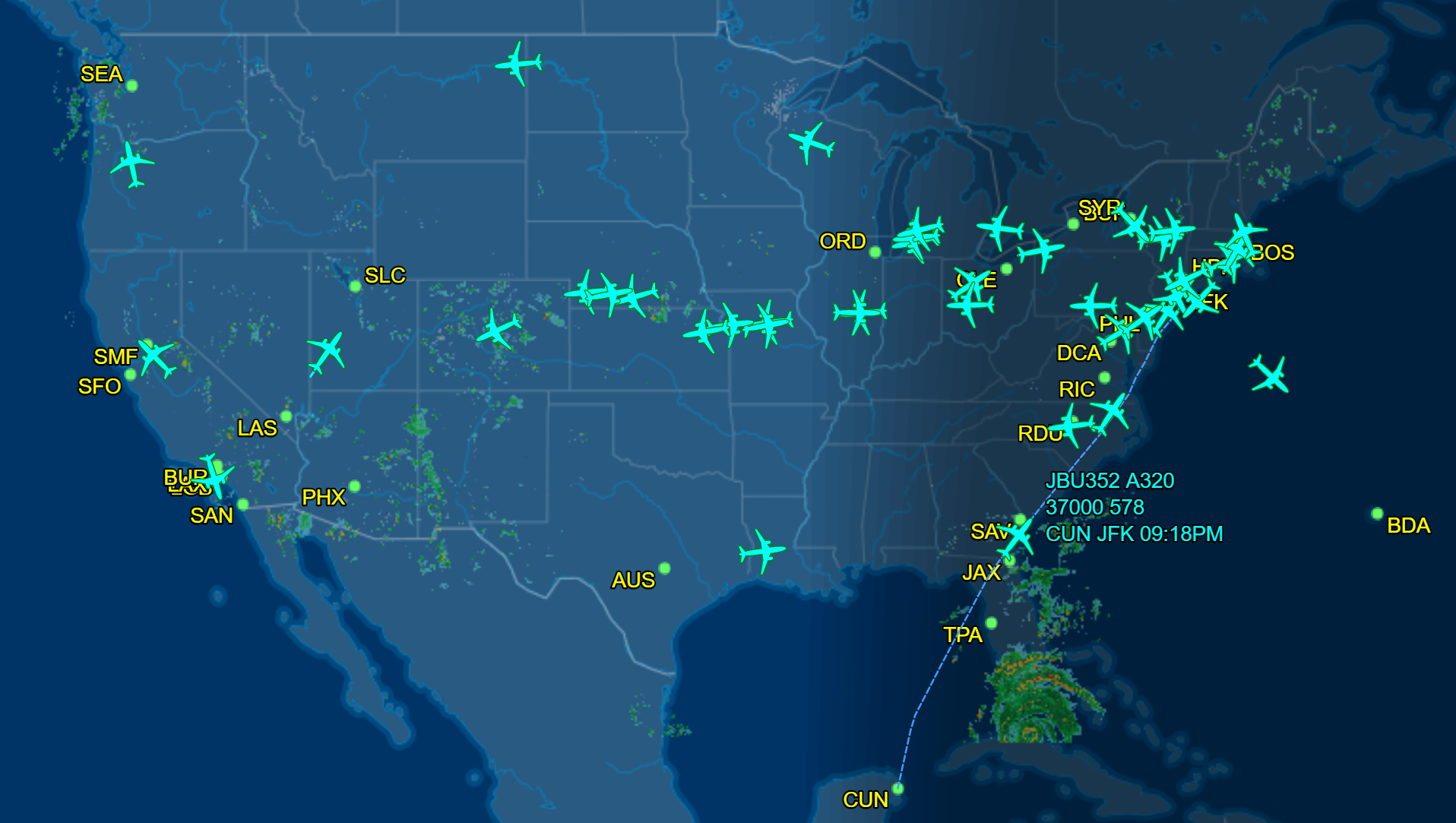 FlightAware JetBlue flights