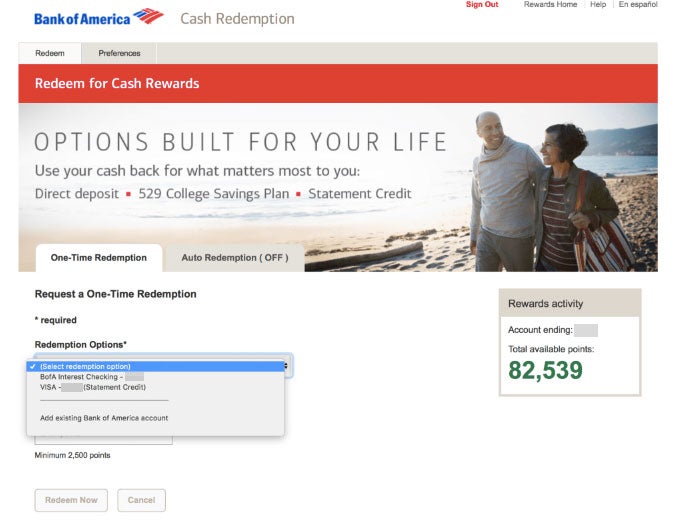 bank of america travel points transfer