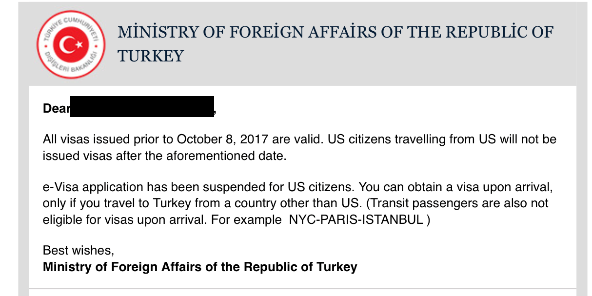 Turkey Begins Issuing Visas to Americans Again
