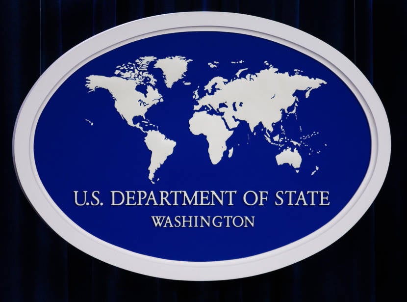 The US Department of State logo is displ