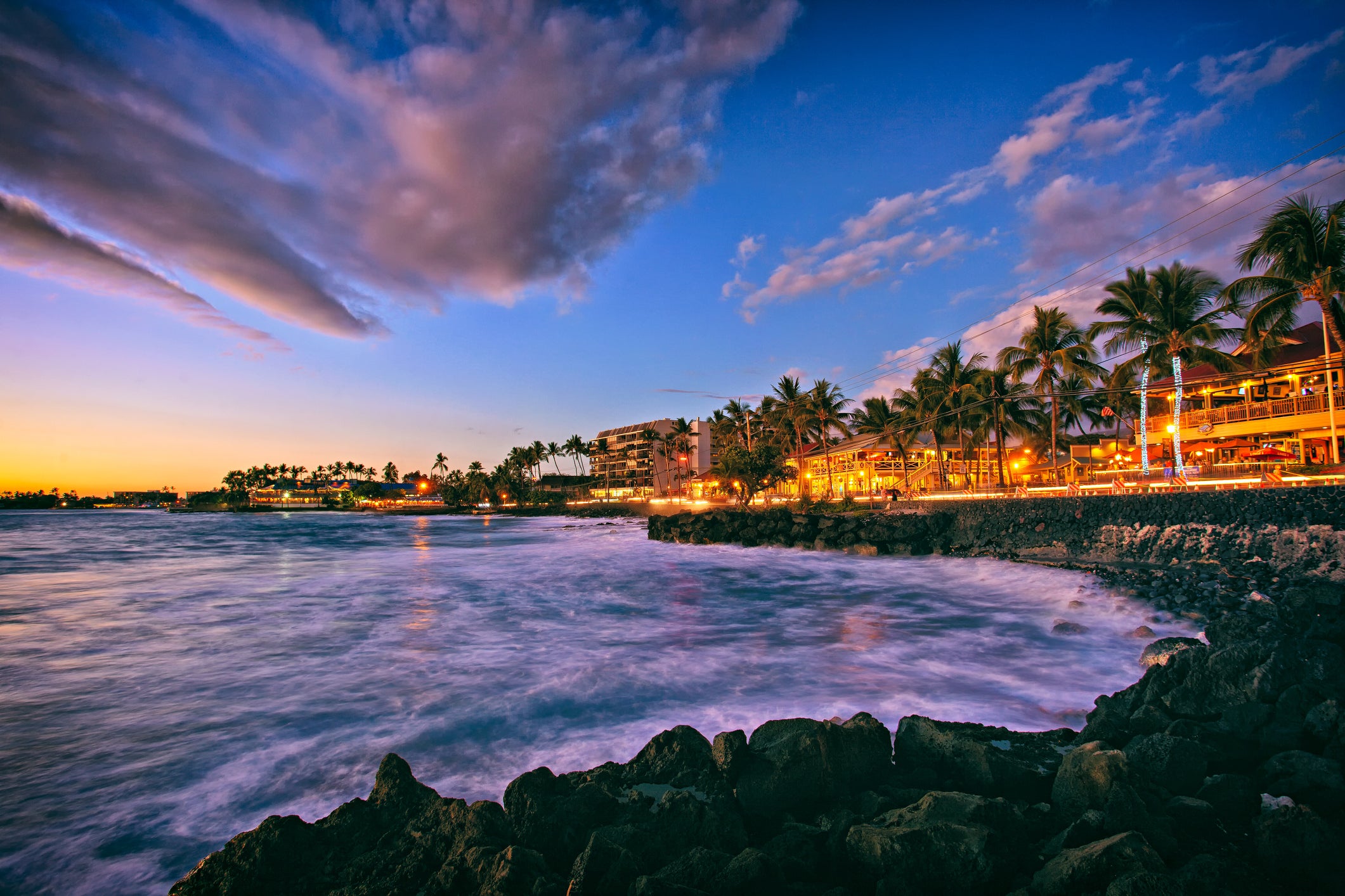 Alii Drive in the town of Kailua Kona, Hawaii