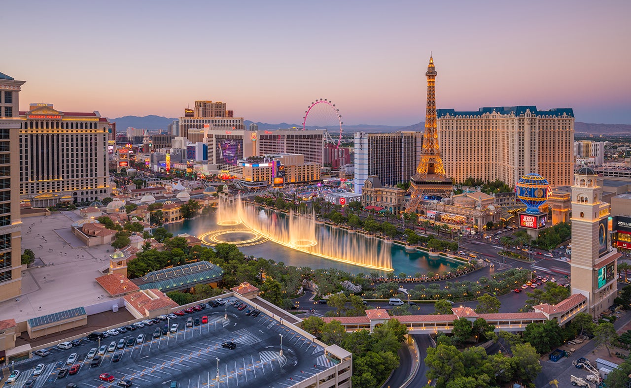 Aerial view of Las Vegas strip in Nevada