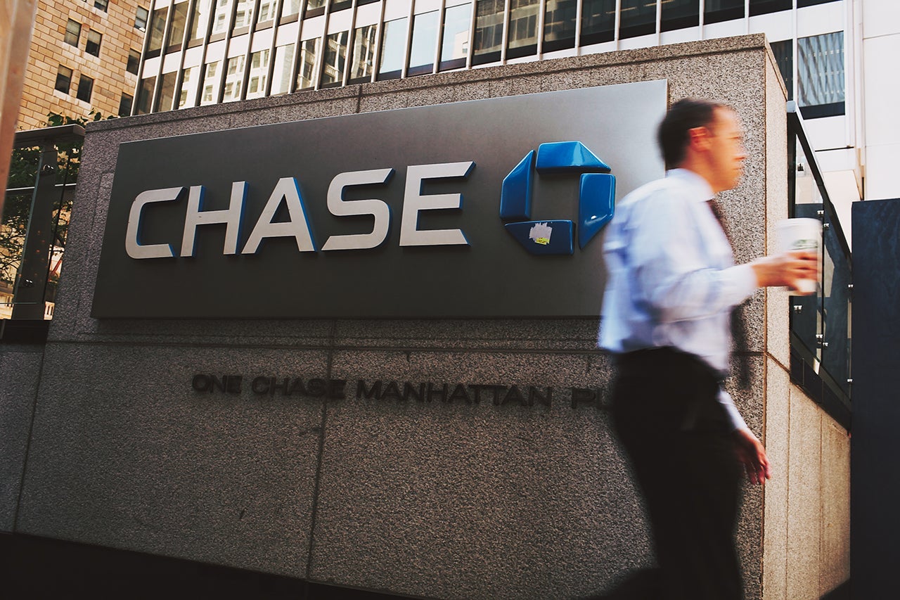 A Chase sign is viewed at the company's New York headquarters.