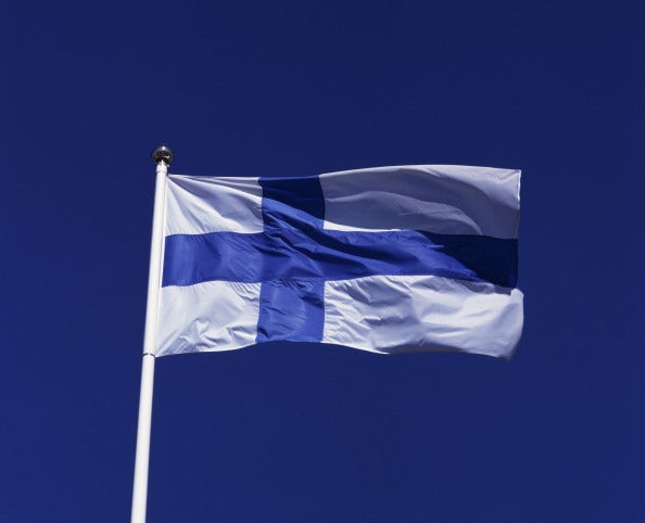 Finnish flag flapping in the wind