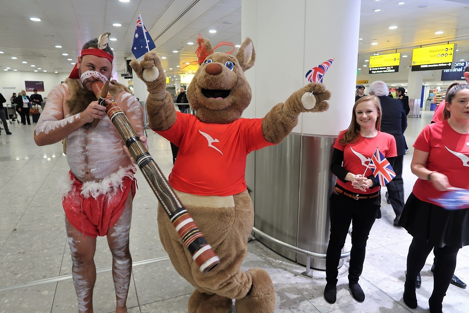 Qantas Perth-London inaugural welcome party LHR