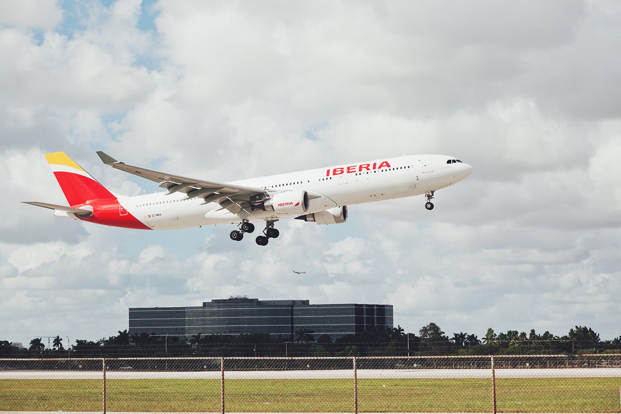 Iberia Airbus 330-300 landing at Miami International Airport