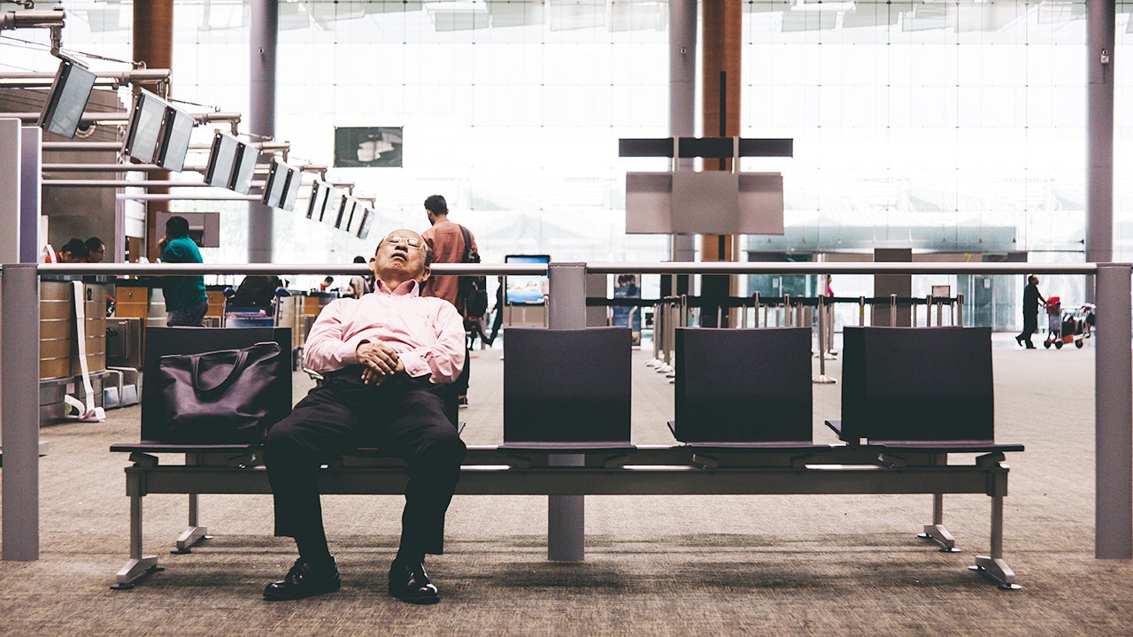 airport interior general - sleeping at gate