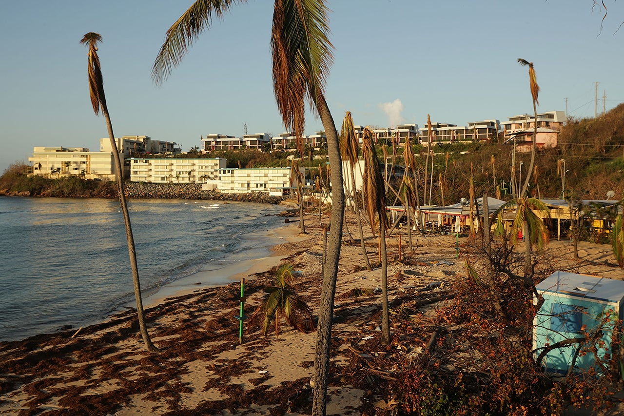 Hurricane damage at Bolongo Bay Beach Resort, St. Thomas