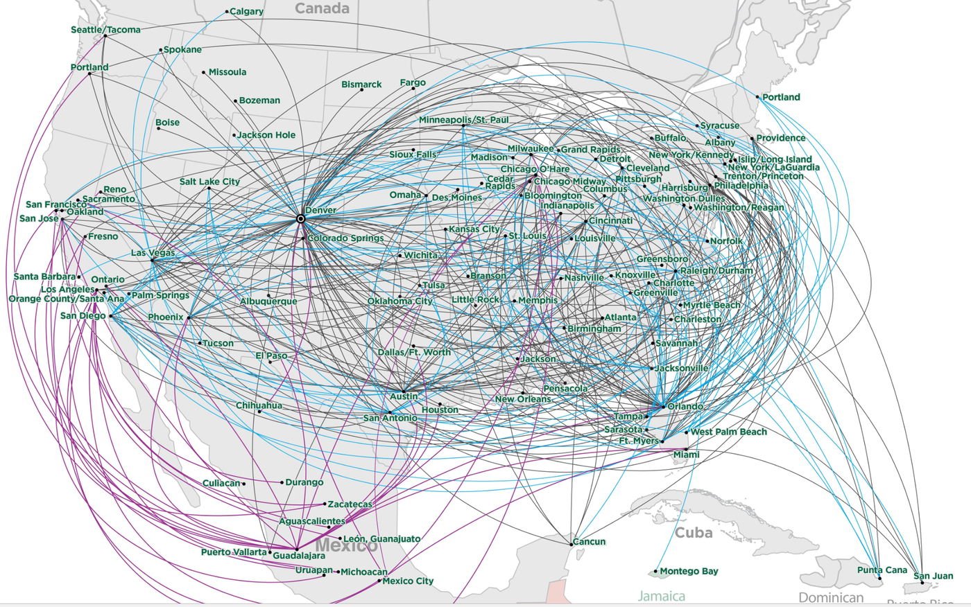 Frontier Airlines Flight Route Map