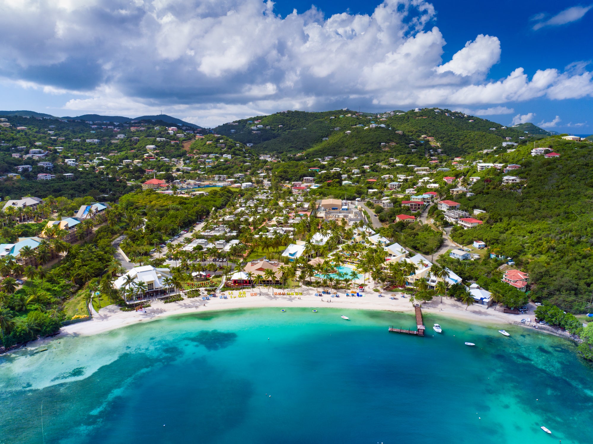 aerial view of Water Bay, St.Thomas, US Virgin Islands