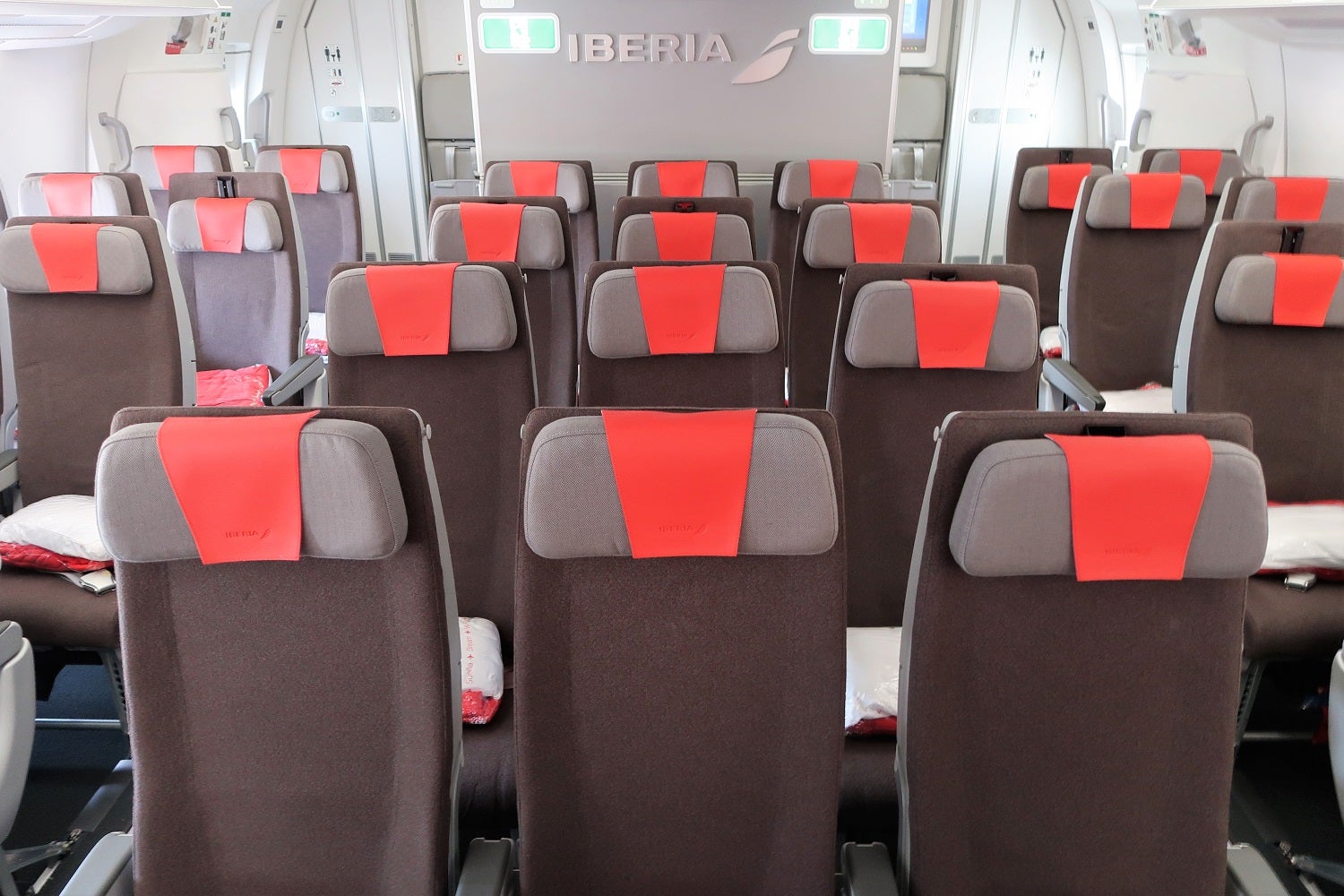 Iberia A350-900 economy back of cabin - cover