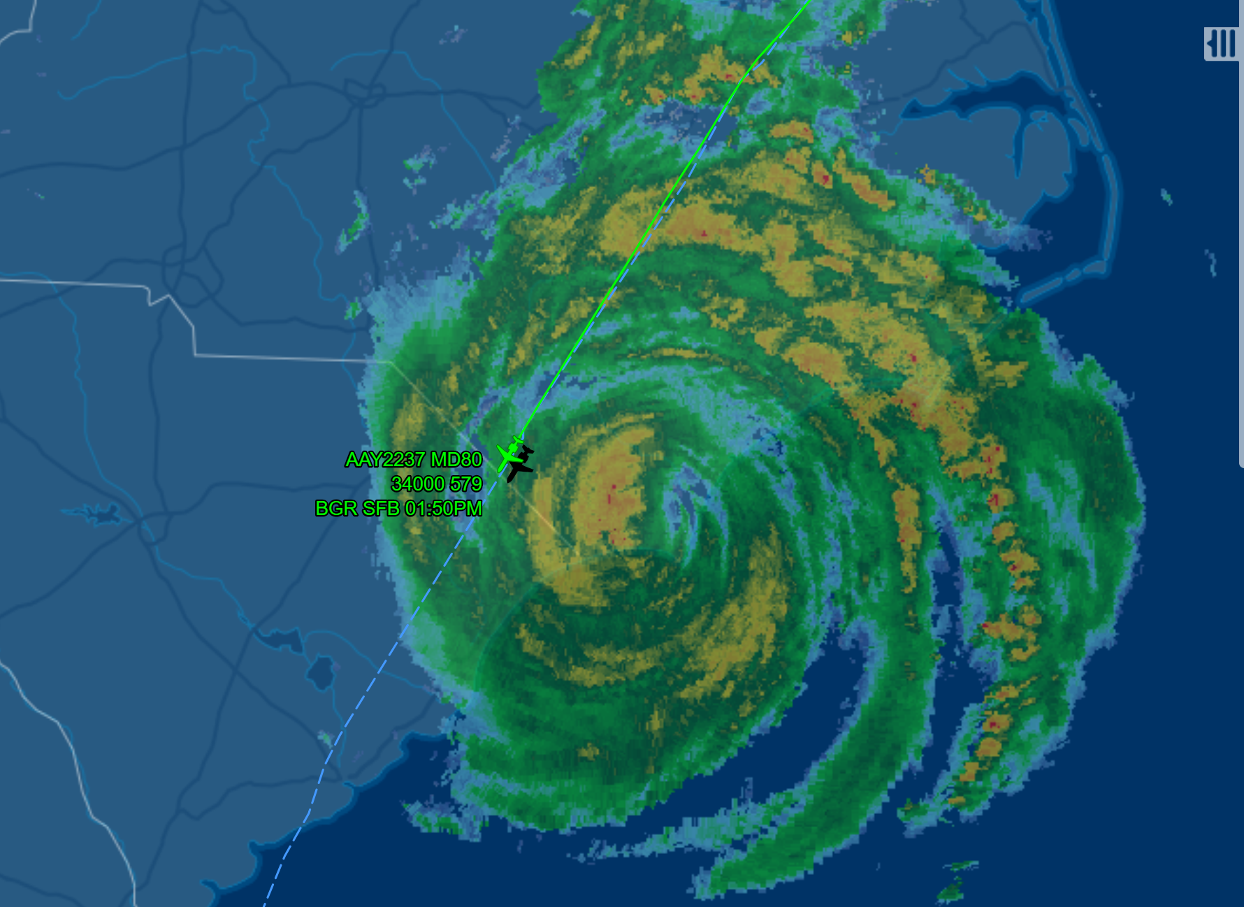 Allegiant flight Hurricane Florence