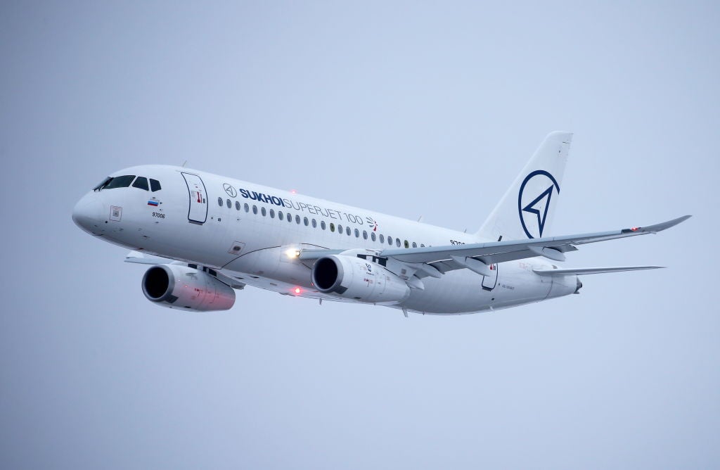 Sukhoi Superjet 100 aircraft performs first test flight with winglets installed