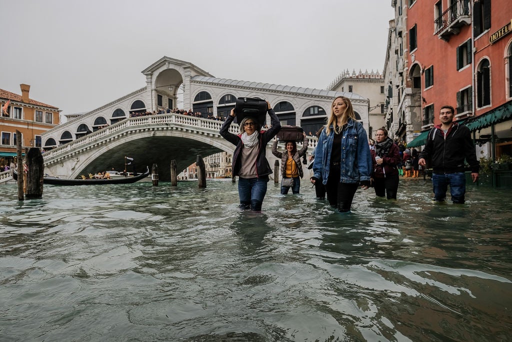 High Tide Raises Water Levels In Venice