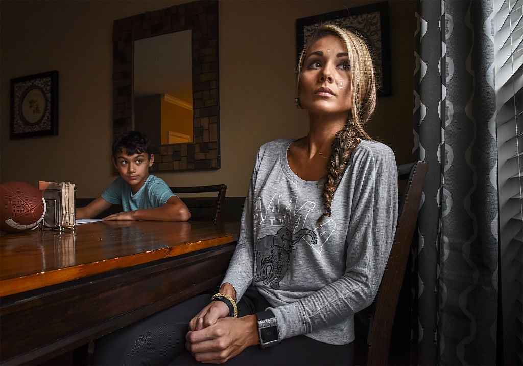Alyssa Bermudez, who has been picketing outside the TSA headquarters about her harrassment and retaliation suit, at home in Odenton, MD.