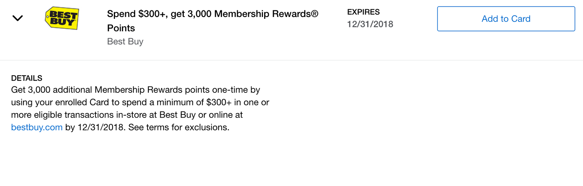 Amex Offer 3,000 Membership Rewards Points After Spending 300 at Best