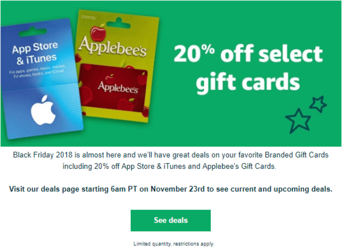 Amazon Flash Sale 20 off 3rd Party Gift Cards Starting Now! The Points Guy