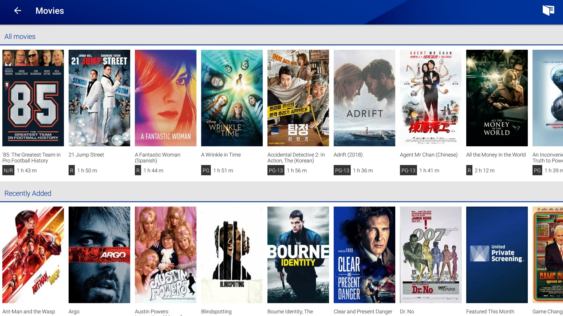 united airline app to watch movies