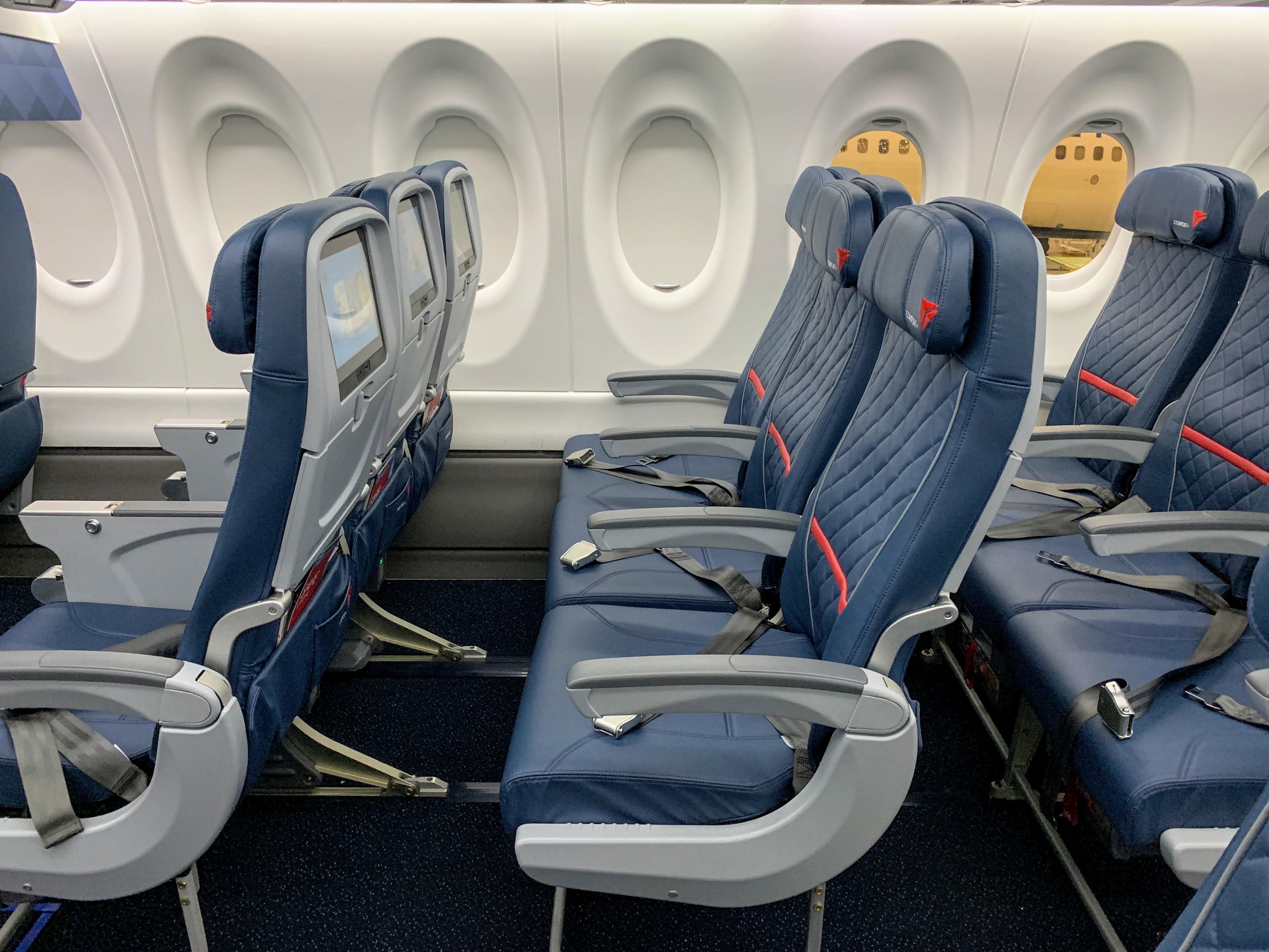 Delta Airbus A220 C Series CS100 Preview at ATL - comfort plus row 10 and 11 and 12