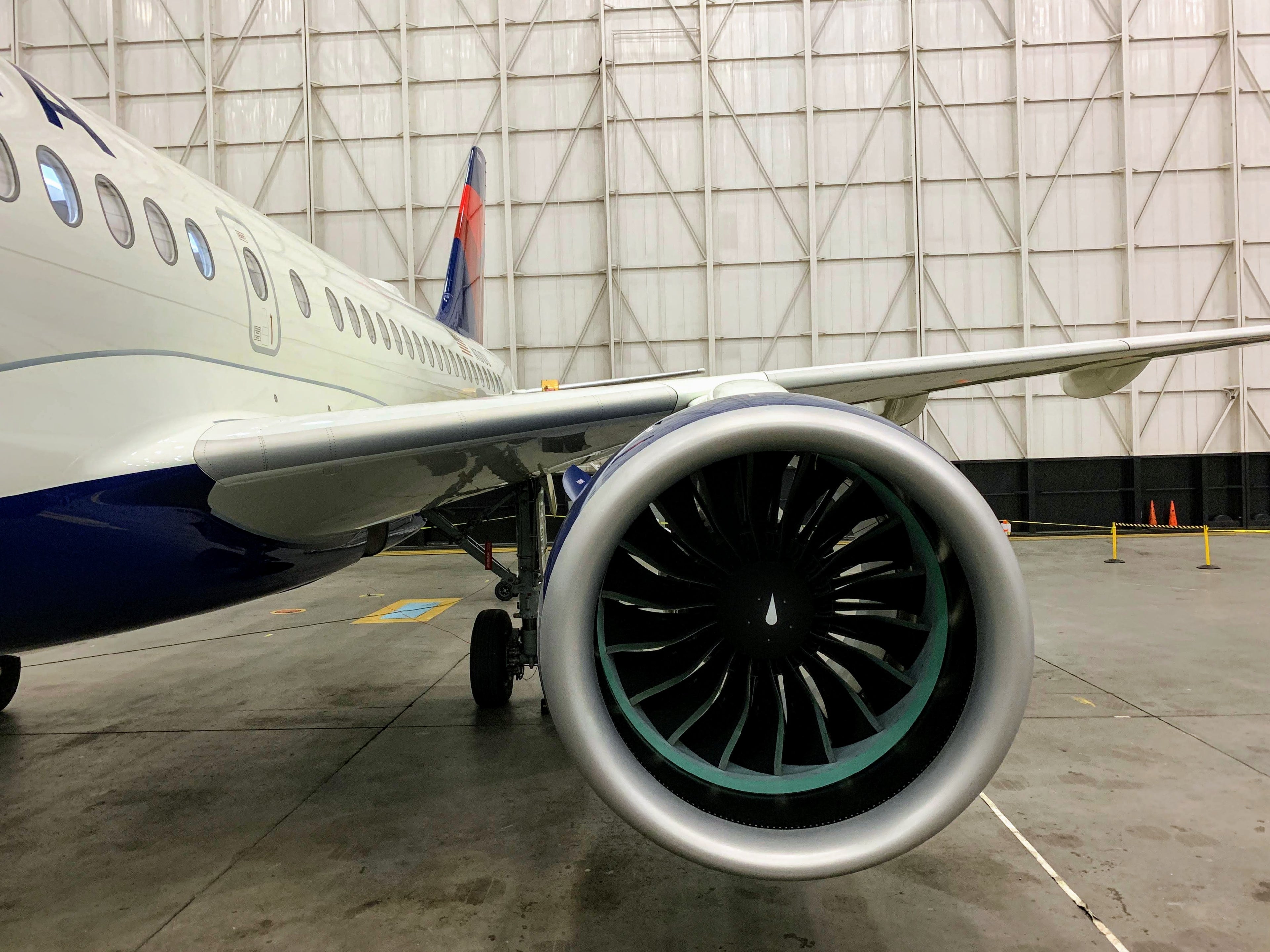 Delta Airbus A220 C Series CS100 Preview at ATL - engine plane