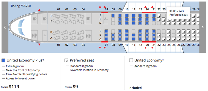 United Begins Charging For 'Preferred' Seats in Economy